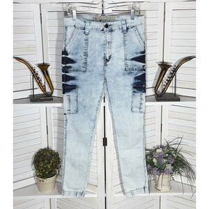 VIP Jeans 80s acid wash style stretch skinny elastic ankle cargo pockets 13 Jr
